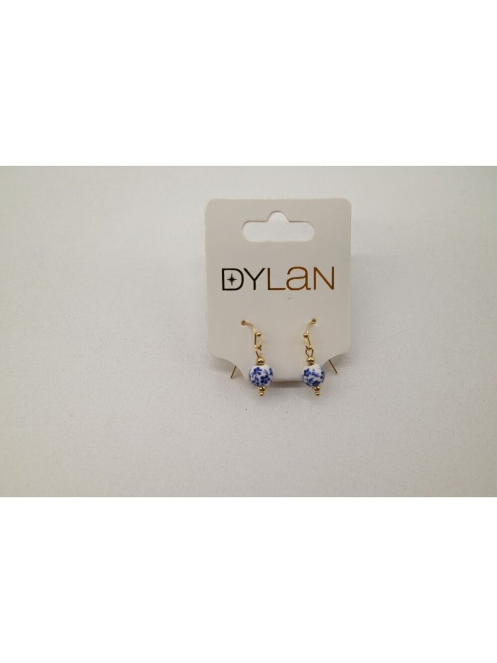 NWT Dylan Jewelry Gold Tone Dangle Earrings Blue White Beaded Drop Boho Chic
